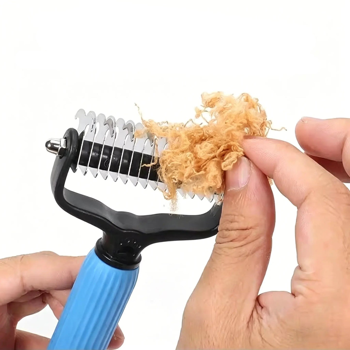 Pet Detangling Comb: Double-Sided Grooming Brush for Dogs and Cats with One-Click Undercoat Rake for Shedding and Mats