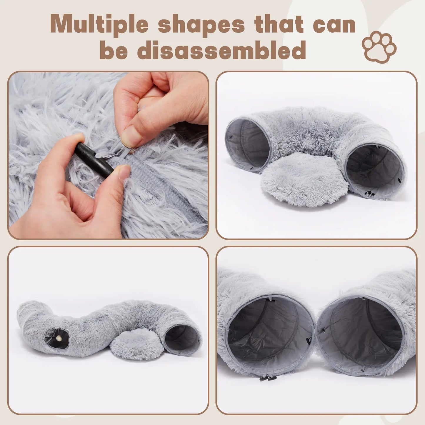 Luxury Plush Donut Cat Tunnel and Cave - Versatile 2-in-1 Indoor Bed for Cats and Kittens with Peekaboo Access