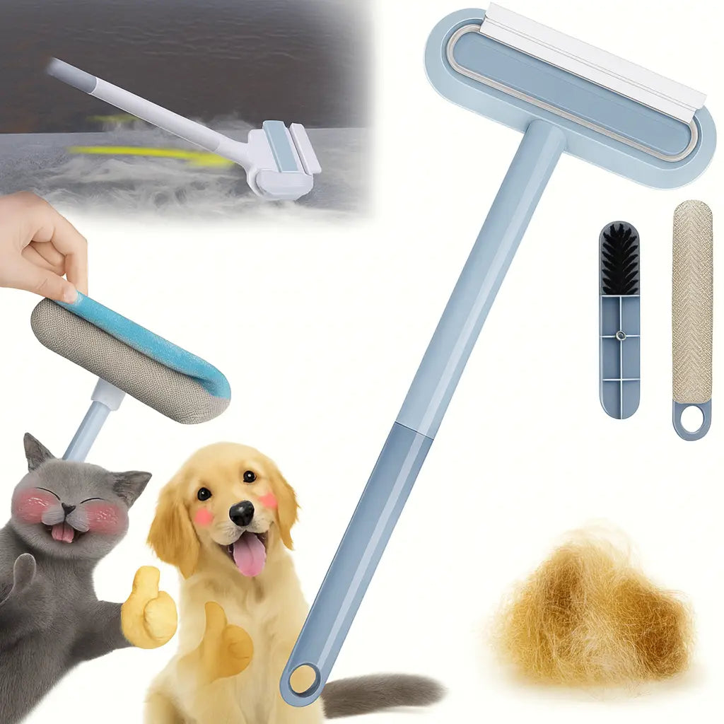 Upgraded Reusable Pet Hair Remover Brush with Extra-Long Handle – Versatile Lint Cleaner for Dog and Cat Hair on Furniture, Bedding, Clothing, and Car Interiors