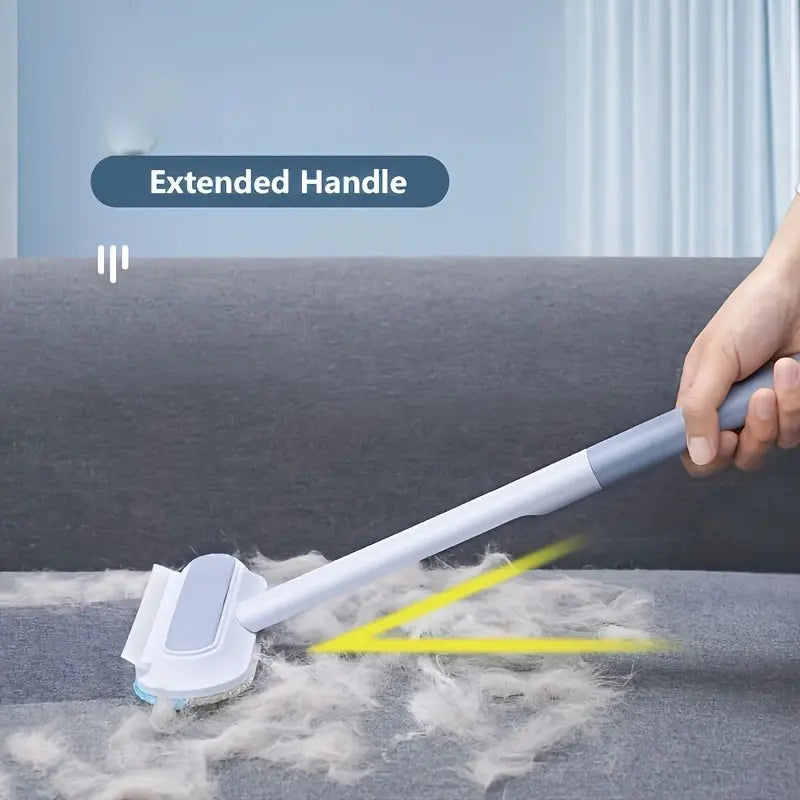 Upgraded Reusable Pet Hair Remover Brush with Extra-Long Handle – Versatile Lint Cleaner for Dog and Cat Hair on Furniture, Bedding, Clothing, and Car Interiors