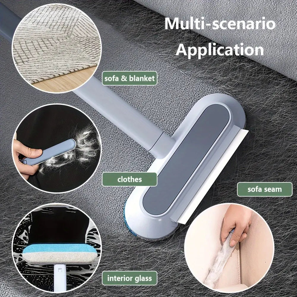 Upgraded Reusable Pet Hair Remover Brush with Extra-Long Handle – Versatile Lint Cleaner for Dog and Cat Hair on Furniture, Bedding, Clothing, and Car Interiors