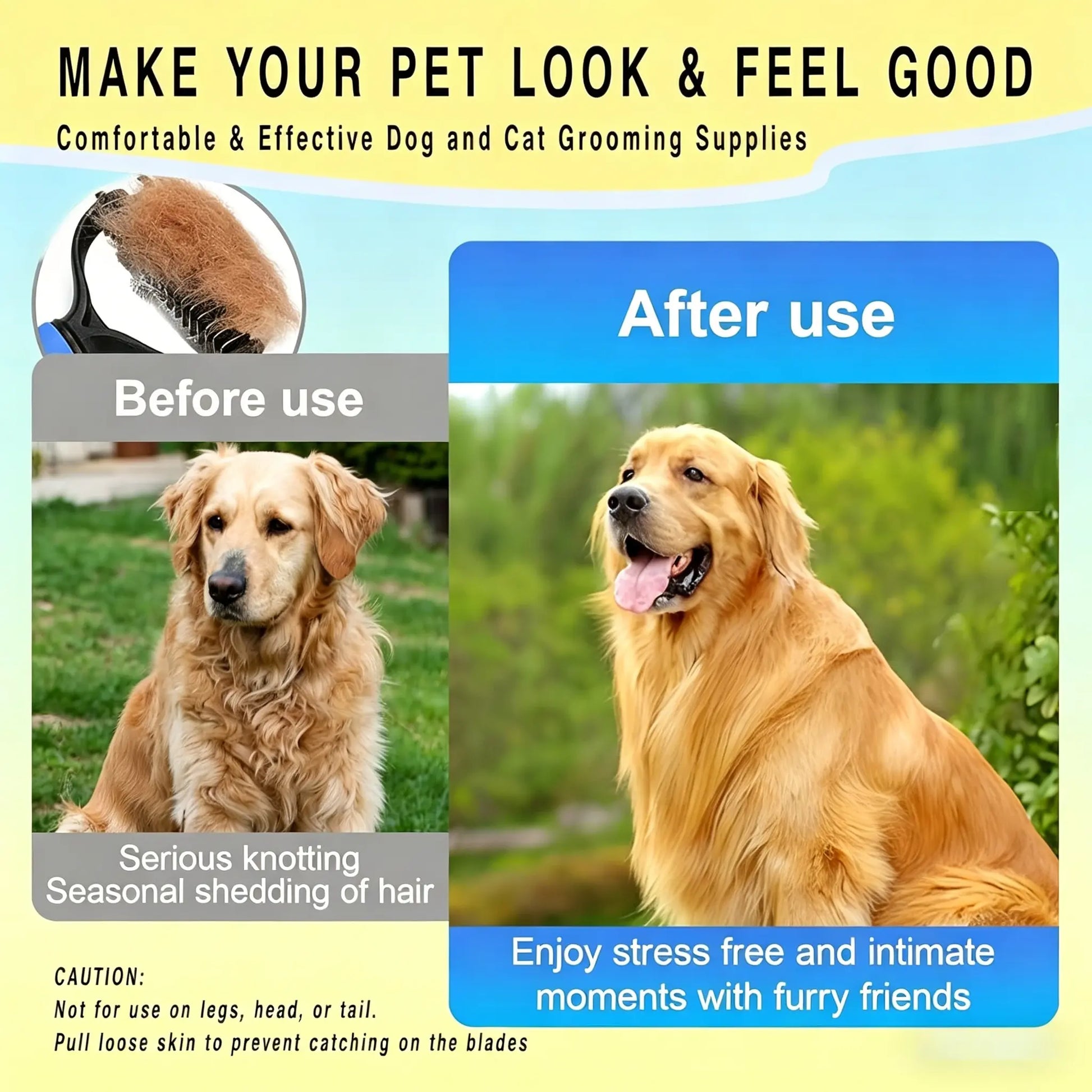 Pet Detangling Comb: Double-Sided Grooming Brush for Dogs and Cats with One-Click Undercoat Rake for Shedding and Mats
