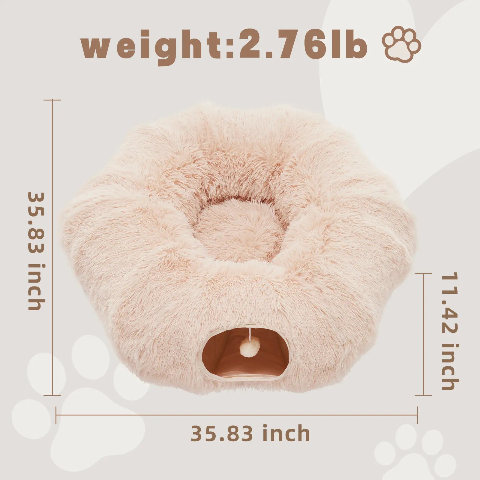 Luxury Plush Donut Cat Tunnel and Cave - Versatile 2-in-1 Indoor Bed for Cats and Kittens with Peekaboo Access